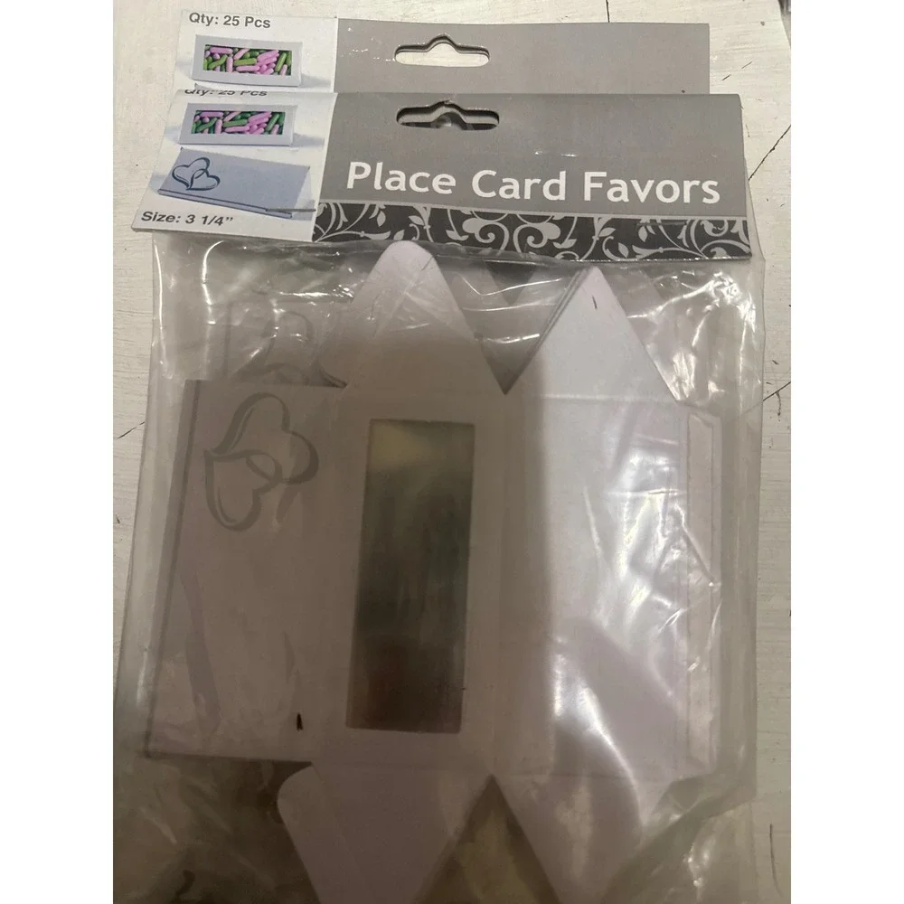 50 Wedding Favor Boxes White Silver Heart‎ Candy Gift Box place card holders